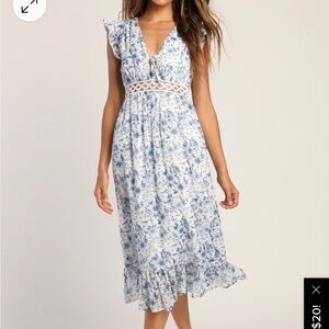 Make Things Shine White Floral Print Midi Dress